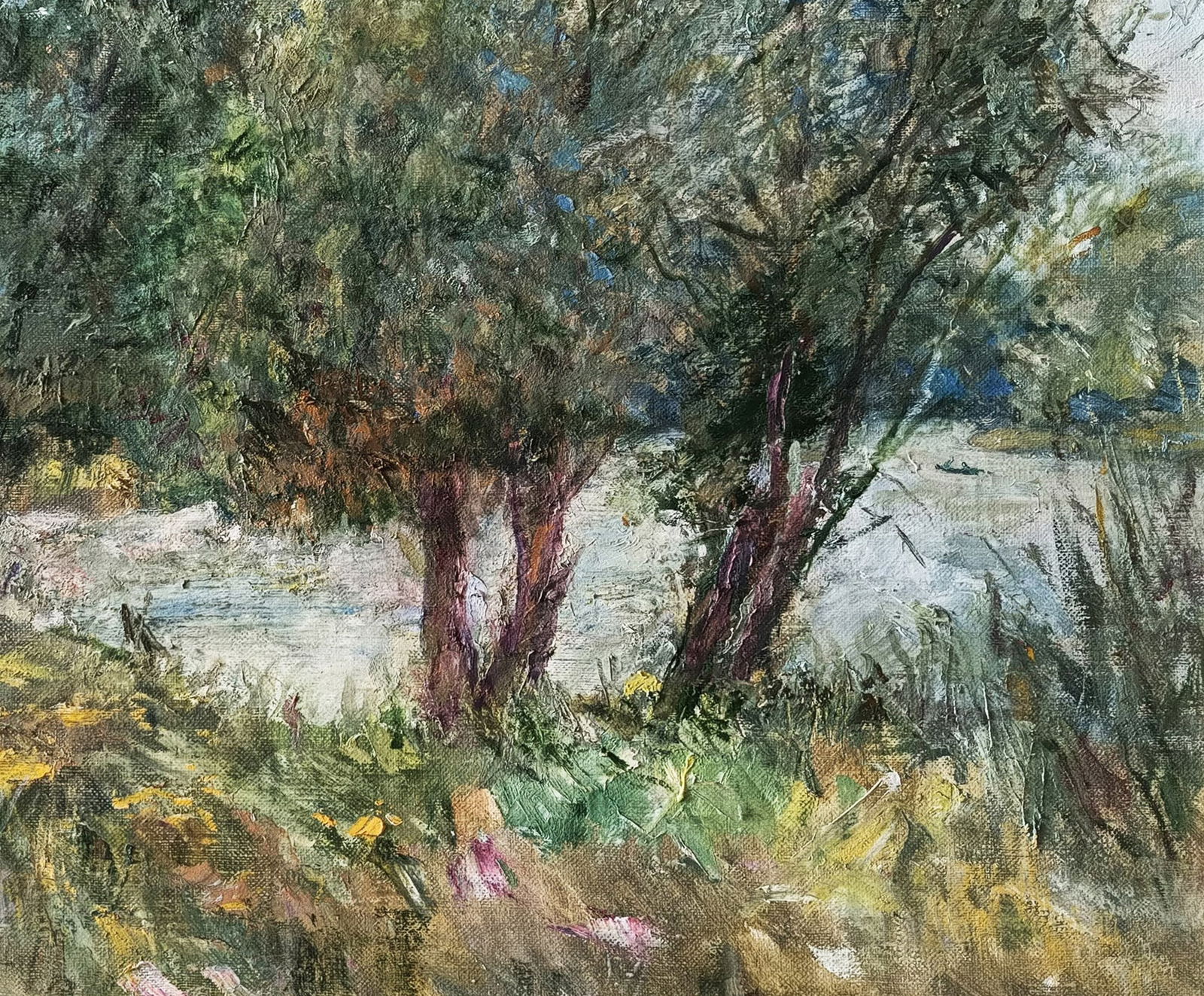 Oil painting Trees by the river by honored painter Ukrainian Vasyl K. - 6