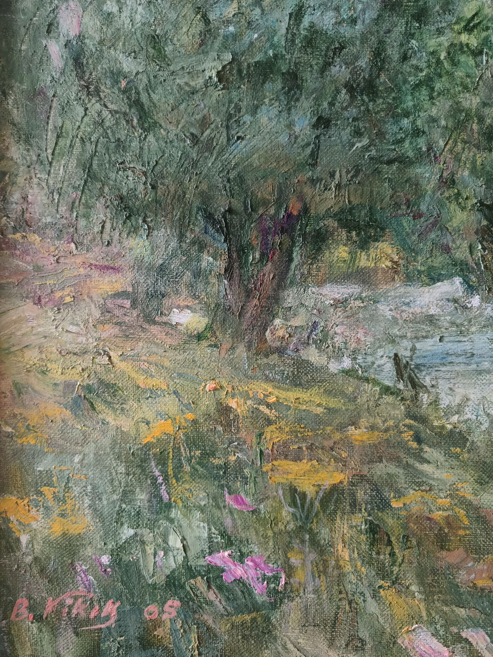 Oil painting Trees by the river by honored painter Ukrainian Vasyl K. - 9