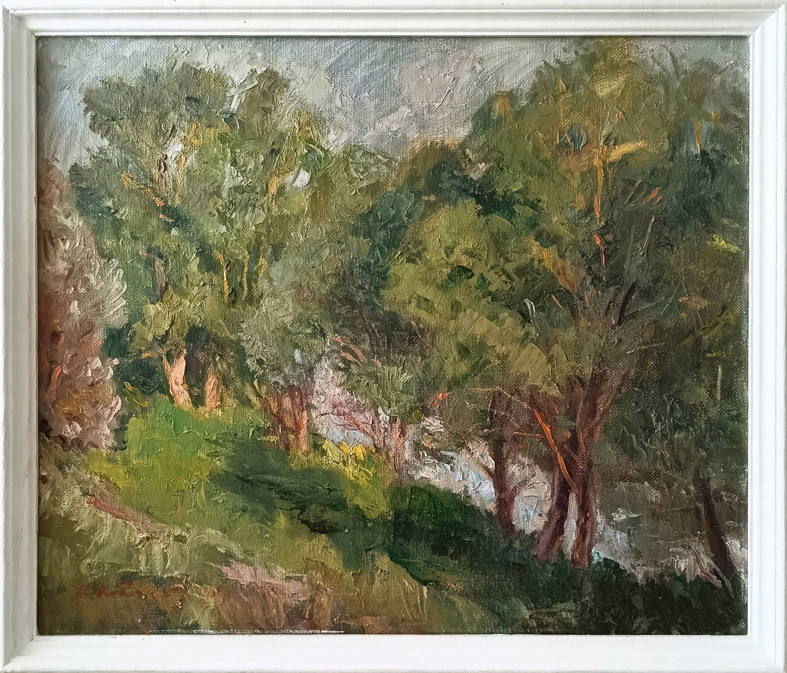 Oil painting Evening by honored painter Ukrainian Vasyl K.: Title: Oil painting Evening by honored painter Ukrainian Vasyl K. Description: 24Kv Painter: Vasyl K. Size: 61.4x51.3 cm/ 24.17x20.19 inches Components: oil, canvas Original painting CONDITION: exelle