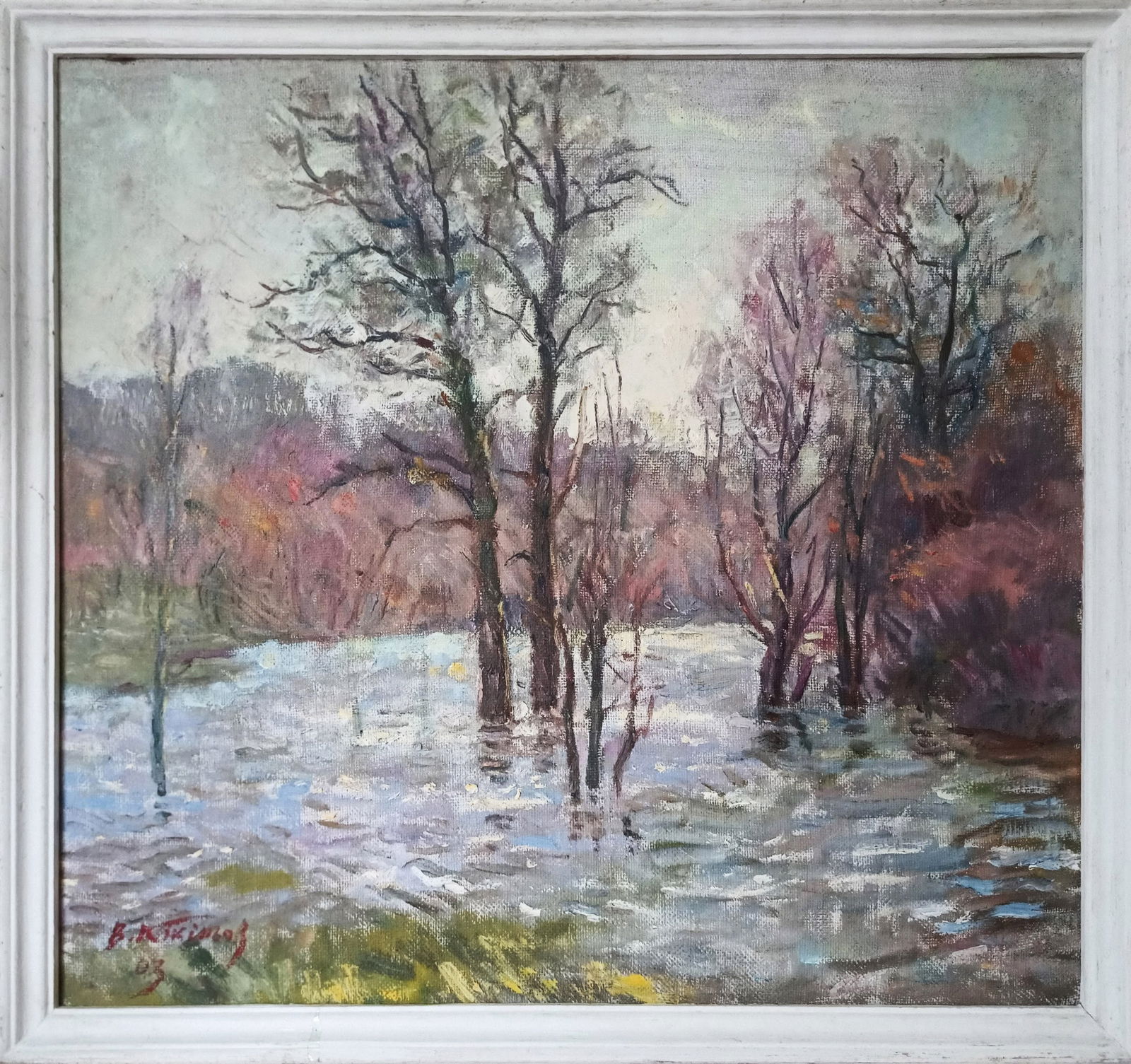 Oil painting Spring by honored painter Ukrainian Vasyl K.: Title: Oil painting Spring by honored painter Ukrainian Vasyl K. Description: 26Kv Painter: Vasyl K. Size: 50.4x56.5 cm/ 19.84x22.24 inches Components: oil, canvas Original painting CONDITION: exellen