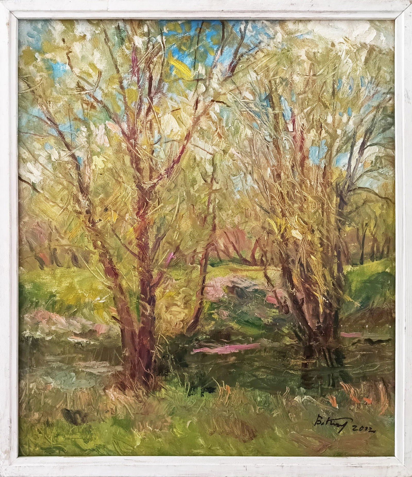 Oil painting Spring by honored painter Ukrainian Vasyl K.: Title: Oil painting Spring by honored painter Ukrainian Vasyl K. Description: 28Kv Painter: Vasyl K. Size: 61x73 cm/ 28.74x24.01 inches Components: oil, canvas Original painting CONDITION: exellent ER