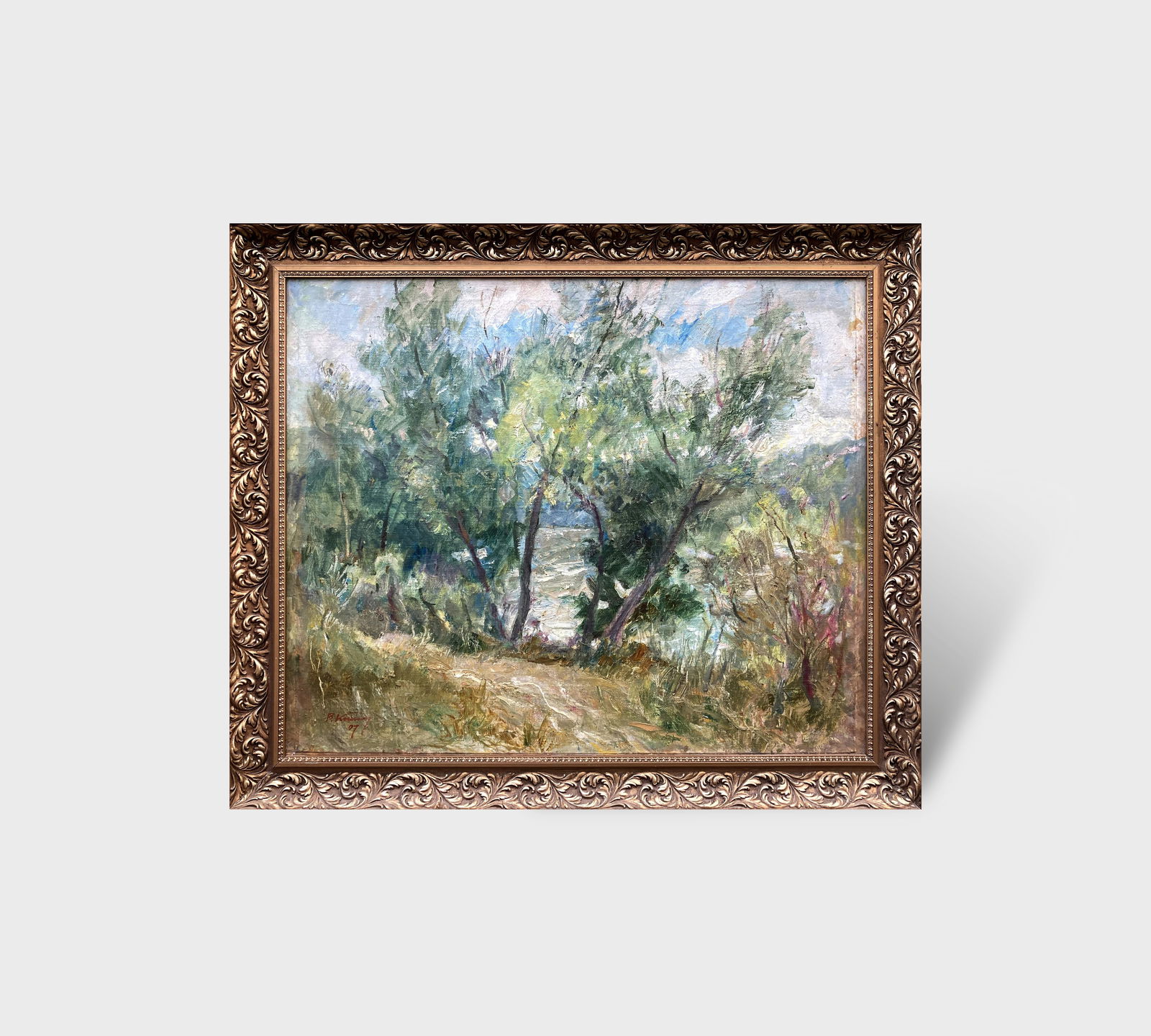 Oil painting Near river by honored painter Ukrainian Vasyl K. - 2