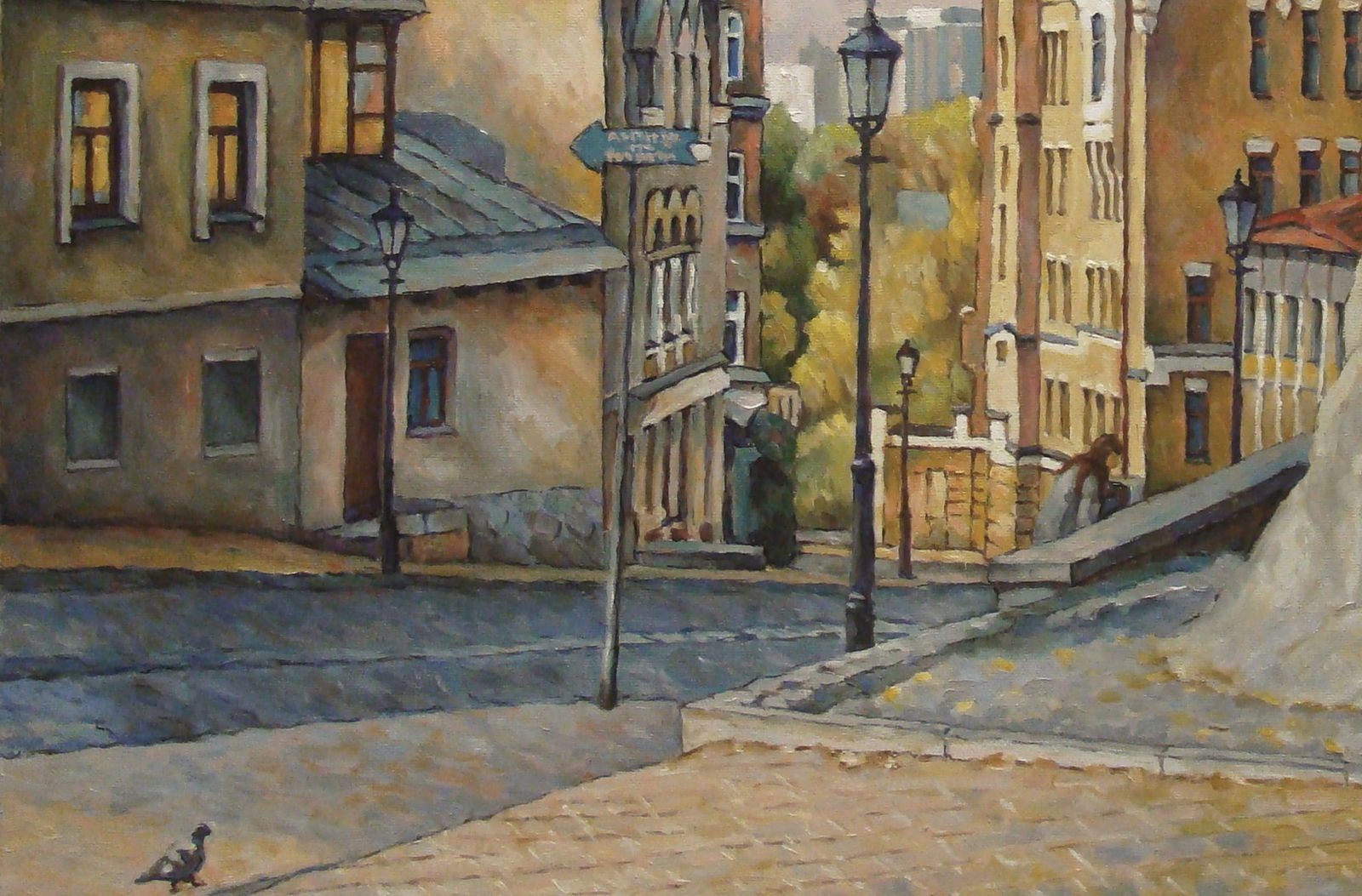 Oil painting Andreevsky Descent. Autumn. Morning Valerii B - 3