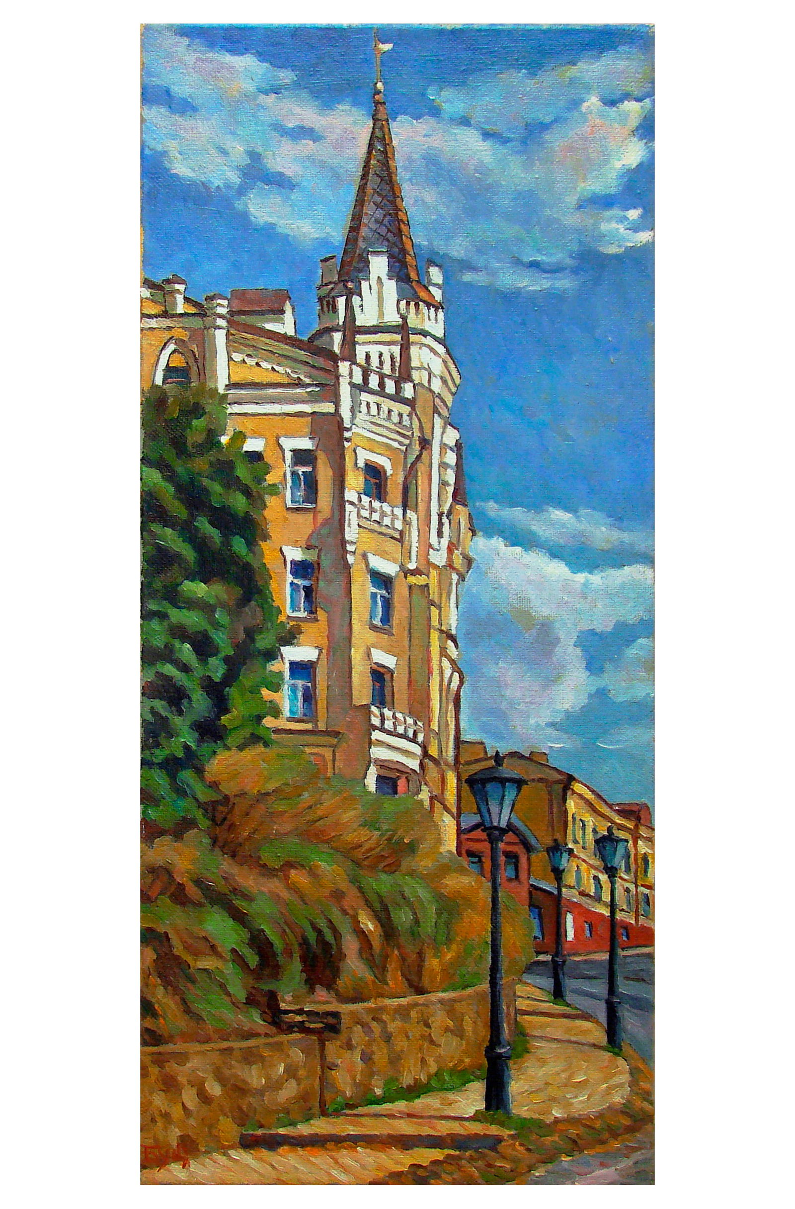 Oil painting Andreevsky Descent. Richard's Castle Valerii B: Title: Oil painting Andreevsky Descent. Richard's Castle Valerii B Description: 05Butk Painter: Valerii B Size: 20x45 cm/7,87x17,71 inches Components: oil, canvas Original painting from our