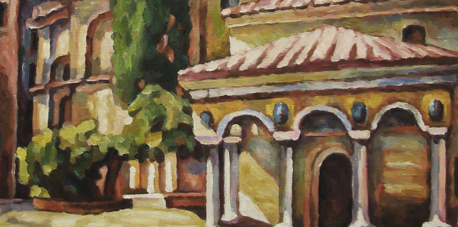 Oil painting Bachkovsky Monastery. Bulgaria Valerii B - 3