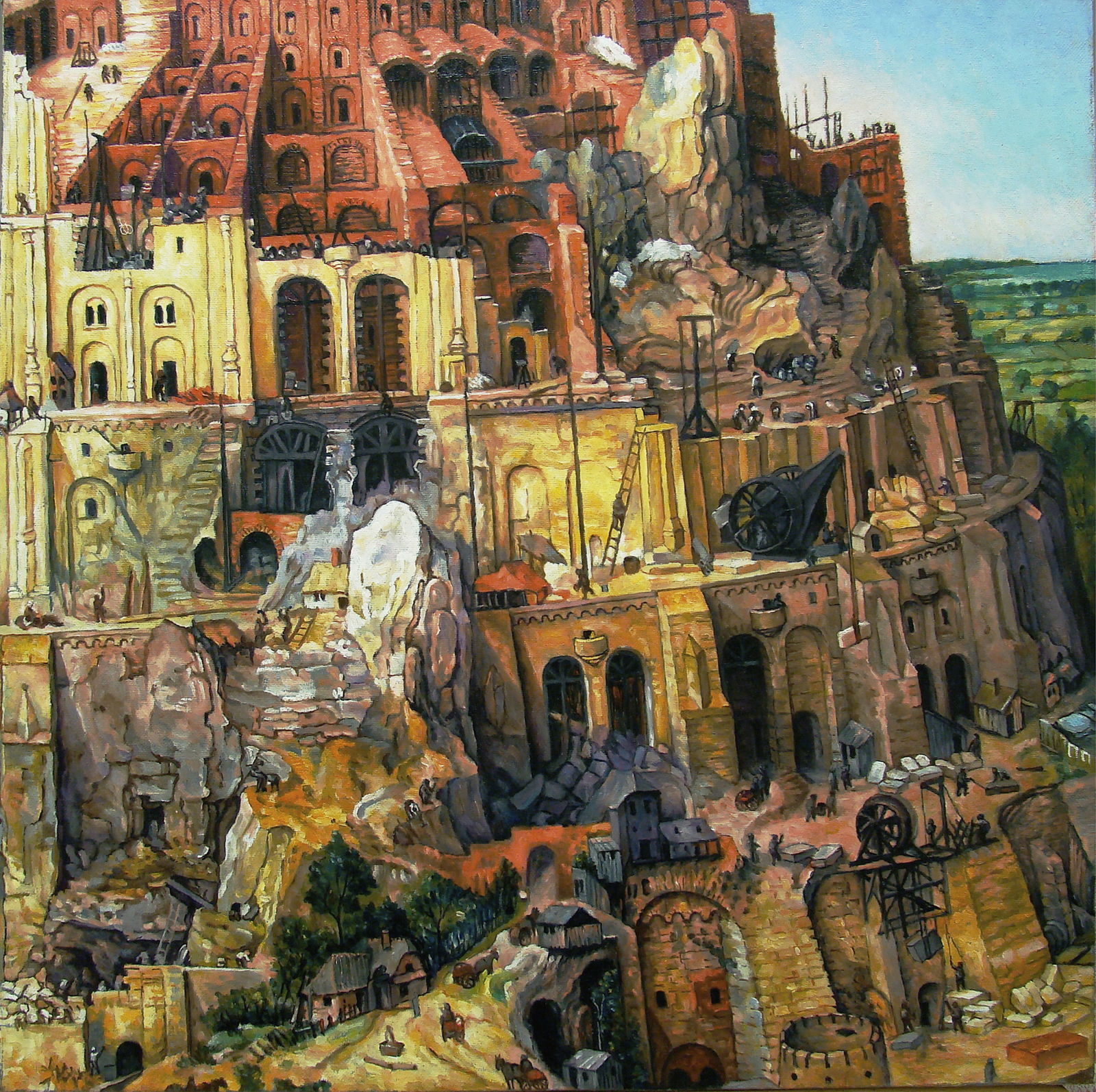 Oil painting Reproduction of the painting by Pieter Bruegel the Elder "Tower of Babel" Valerii B: Title: Oil painting Reproduction of the painting by Pieter Bruegel the Elder "Tower of Babel" Valerii B Description: 07Butk Painter: Valerii B Size: 60x60 cm/23,62x23,62 inches Components: oil,