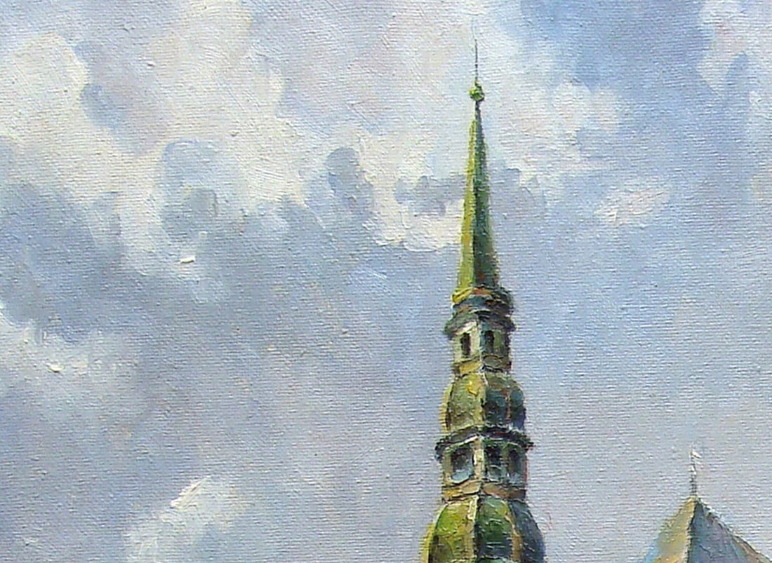 Oil painting Church of St. Peter, Riga, Old Town Valerii B - 5