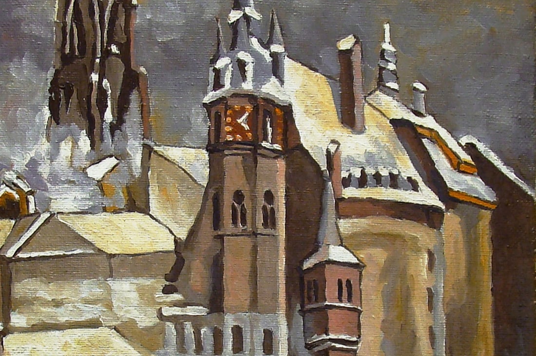 Oil painting Old Fribourg, Switzerland Valerii B - 2