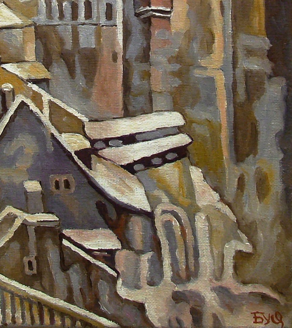 Oil painting Old Fribourg, Switzerland Valerii B - 4