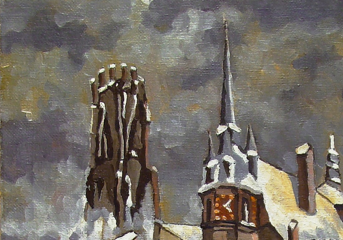 Oil painting Old Fribourg, Switzerland Valerii B - 5
