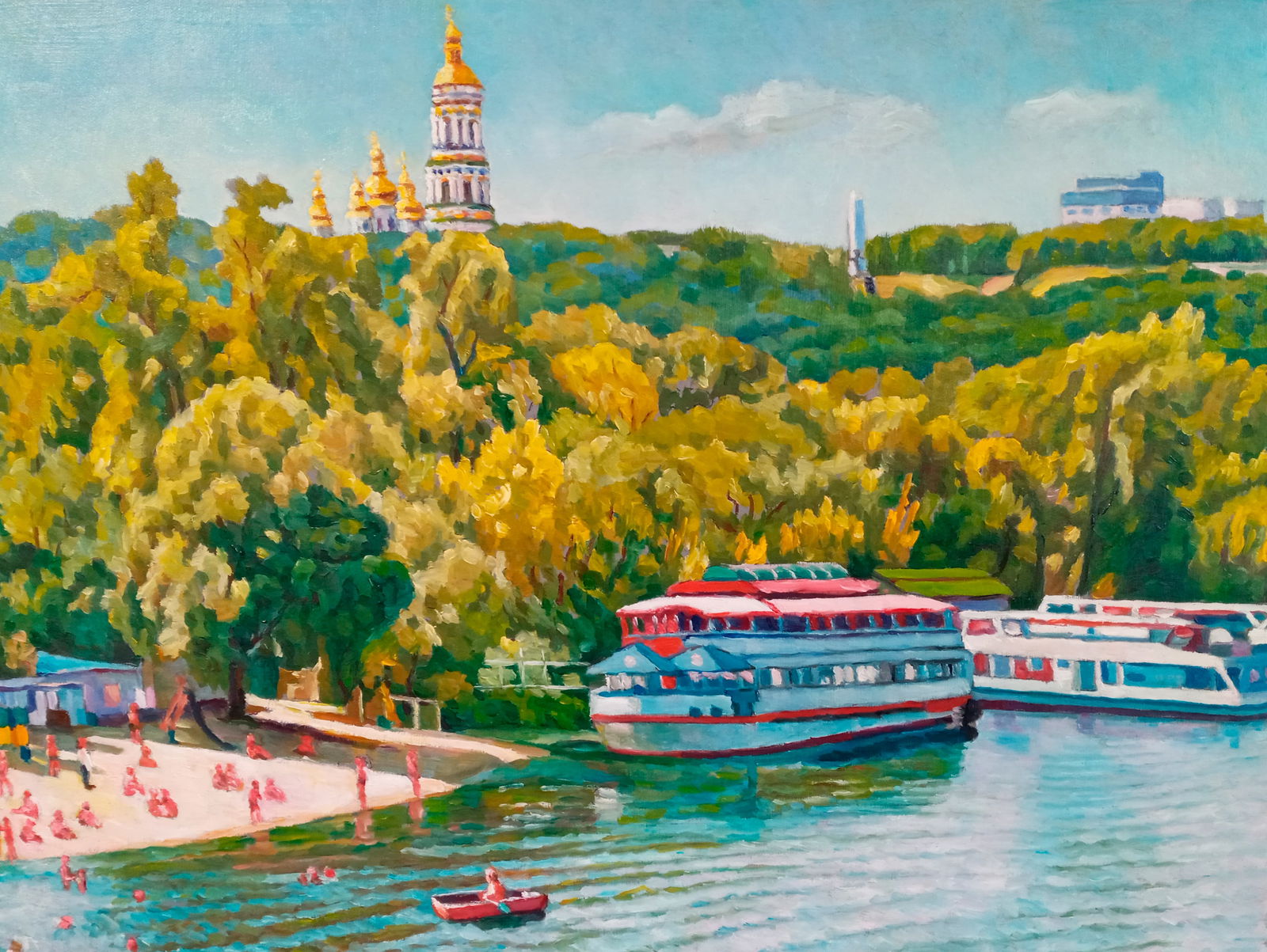 Oil painting Hydropark on the Dnieper. Kyiv Valerii B: Title: Oil painting Hydropark on the Dnieper. Kyiv Valerii B Description: 40Butk Painter: Valerii B Size: 30x40 cm/11,81x15,75 inches Components: oil, canvas Original painting from our collection