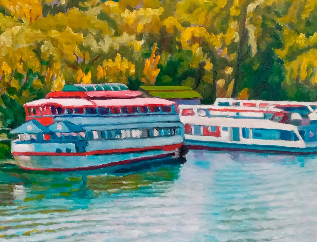 Oil painting Hydropark on the Dnieper. Kyiv Valerii B - 3
