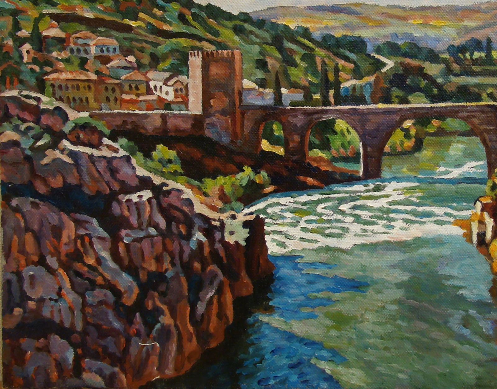 Oil painting Bridge in Toledo, Spain Valerii B - 4
