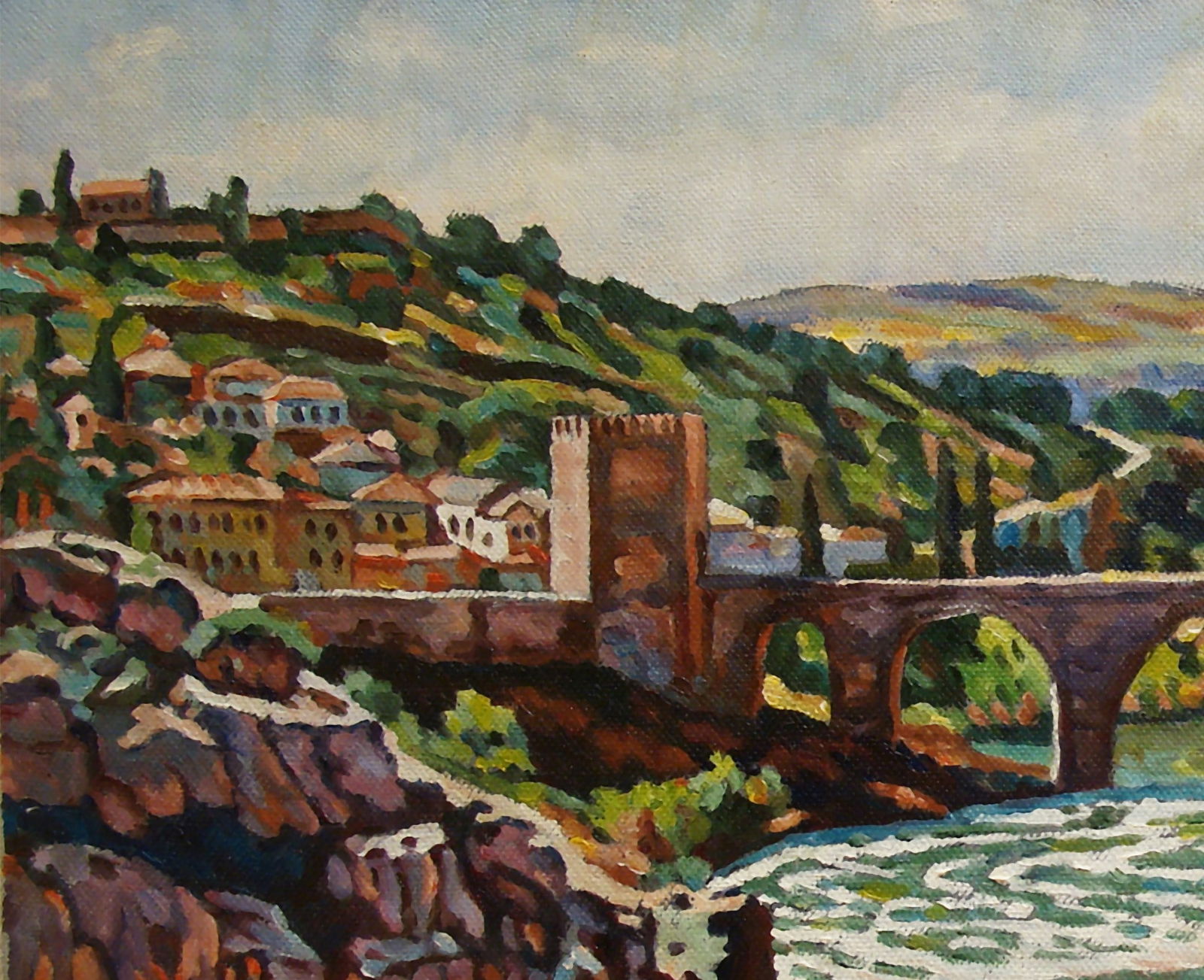 Oil painting Bridge in Toledo, Spain Valerii B - 5