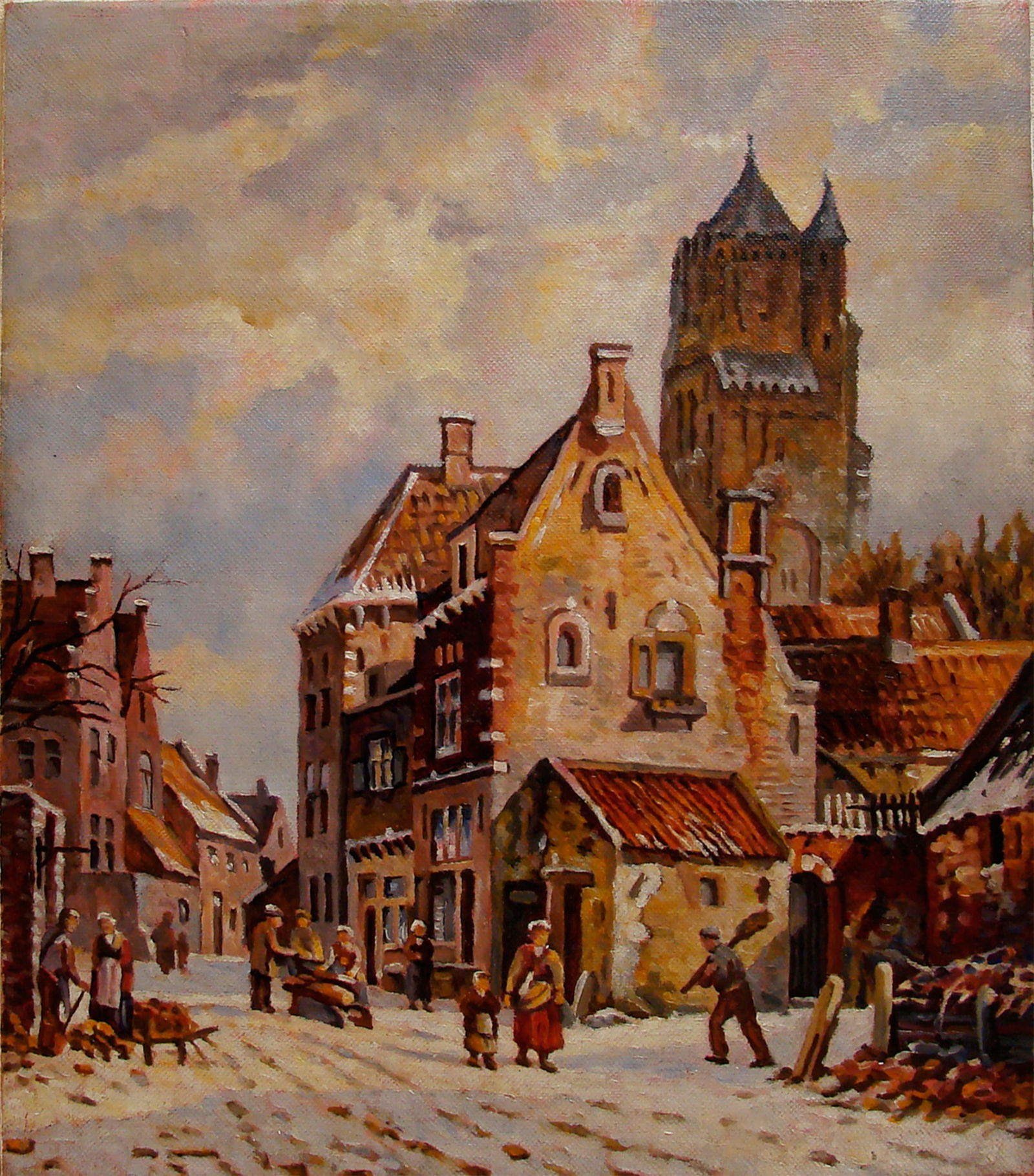 Oil painting Reproduction of Adrian Eversen's painting "Old Holland" Valerii B: Title: Oil painting Reproduction of Adrian Eversen's painting "Old Holland" Valerii B Description: 49Butk Painter: Valerii B Size: 35x40 cm/13,78x15,75 inches Components: oil, canvas Original painting