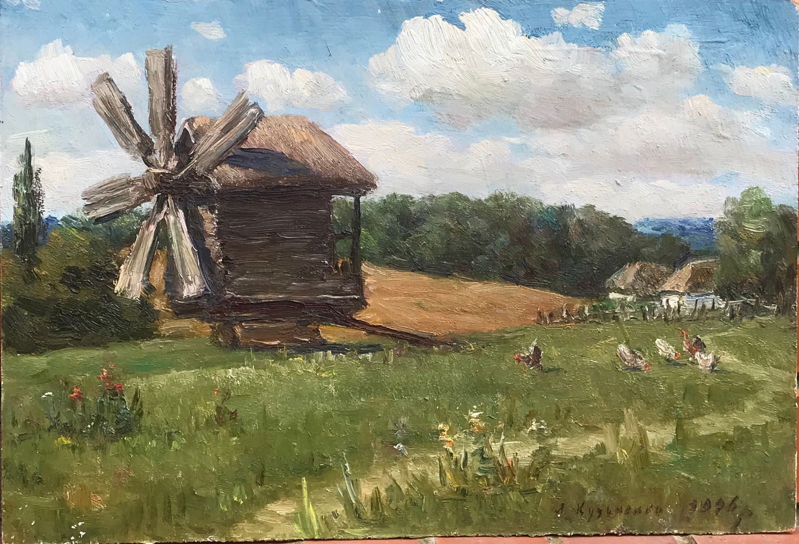 Oil painting In Pyrogovo Leonid Kuzmenko: Title: Oil painting In Pyrogovo Leonid Kuzmenko Description: 03Kuzm Painter: Leonid Kuzmenko Size: 30x43,5 cm/11,81x17,12 inches Components: oil, cardboard Original painting from our collection ERA: