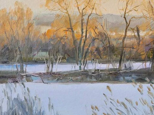 Oil painting sunset. Winter Oleksandr Oleksandrovich Nazarenko - 4