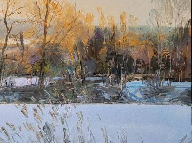 Oil painting sunset. Winter Oleksandr Oleksandrovich Nazarenko - 6