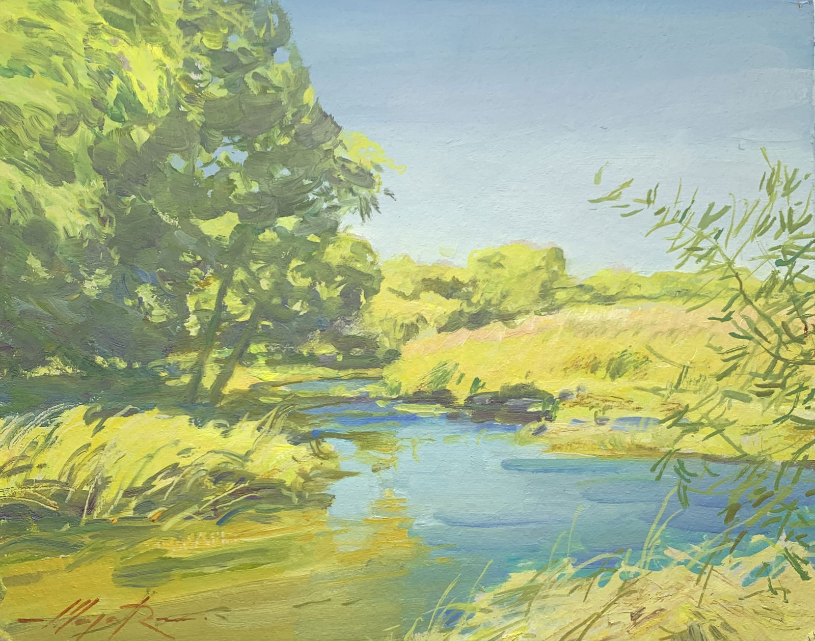 Oil painting Uday River Oleksandr Oleksandrovich Nazarenko: Title: Oil painting Uday River Oleksandr Oleksandrovich Nazarenko Description: 52D Painter: Oleksandr Nazarenko Size: 27x33 cm/10,63x12,99 inches Components: Oil, cardboard Original painting from our