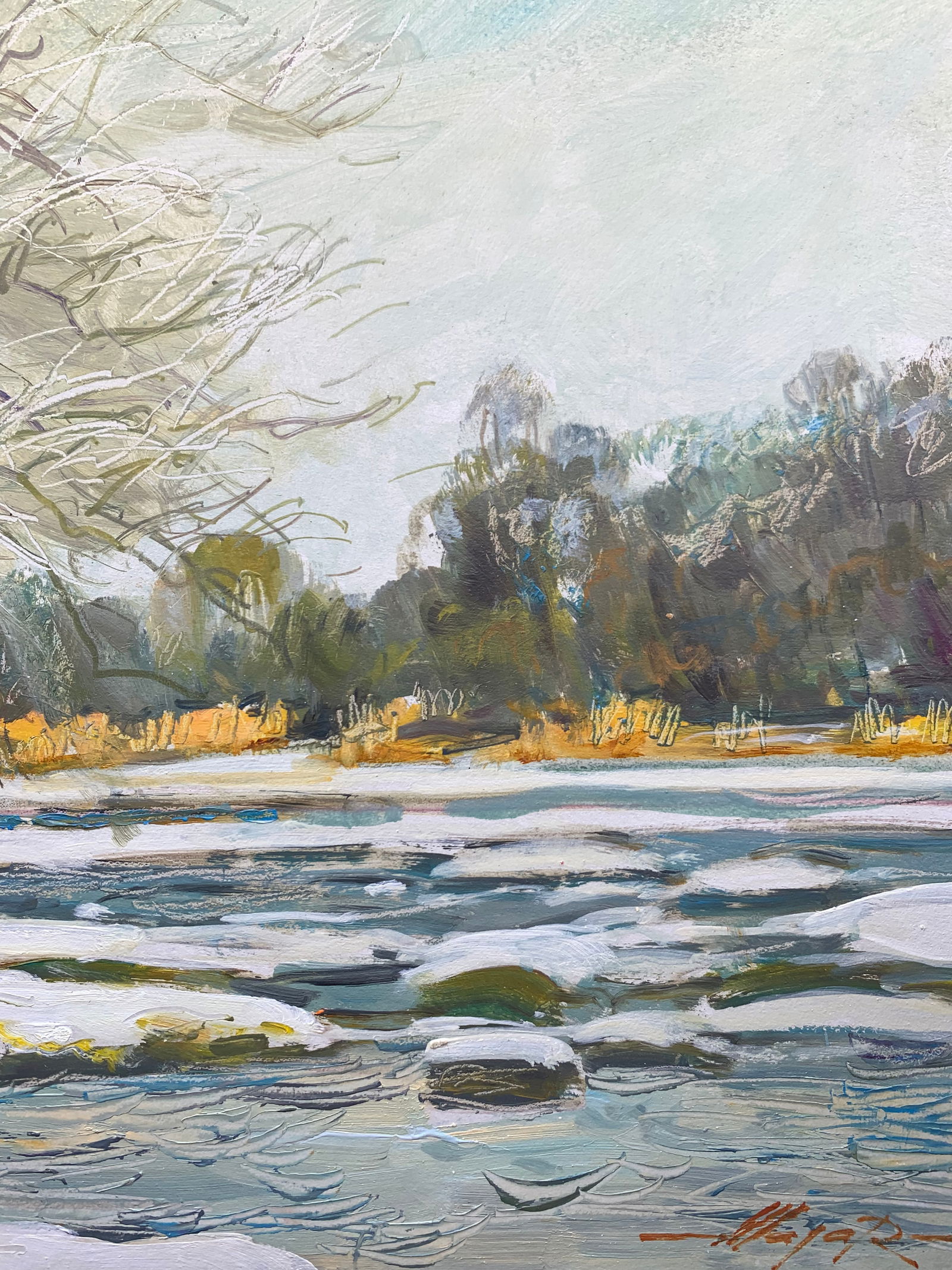 Oil painting Rapids on the Bug River Oleksandr Oleksandrovich Nazarenko - 10