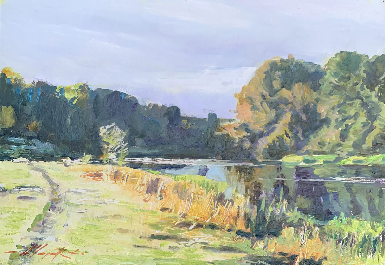 Oil painting Evening Oleksandr Oleksandrovich Nazarenko: Title: Oil painting Evening Oleksandr Oleksandrovich Nazarenko Description: 72D Painter: Oleksandr Nazarenko Size: 25x35 cm/9,84x13,78 inches Components: Oil, cardboard Original painting from our coll