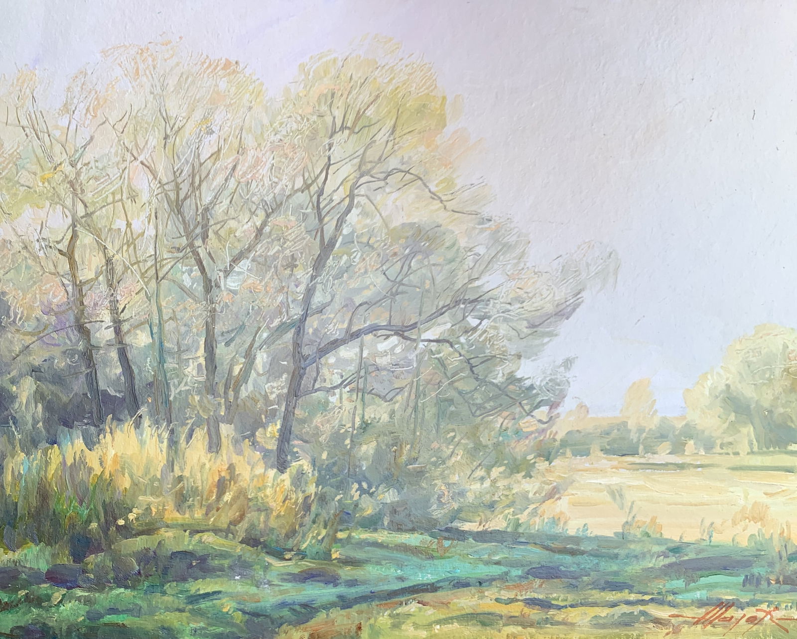 Oil painting Autumn day Oleksandr Oleksandrovich Nazarenko: Title: Oil painting Autumn day Oleksandr Oleksandrovich Nazarenko Description: 79D Painter: Oleksandr Nazarenko Size: 40x50 cm/15,75x19,68 inches Components: Oil, cardboard Original painting from our