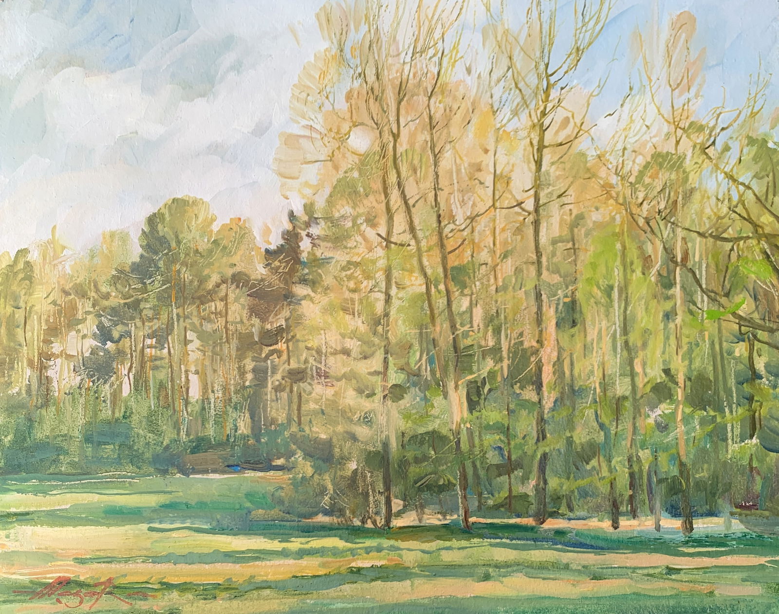 Oil painting In the meadow Oleksandr Oleksandrovich Nazarenko: Title: Oil painting In the meadow Oleksandr Oleksandrovich Nazarenko Description: 94D Painter: Oleksandr Nazarenko Size: 40x50 cm/15,75x19,68 inches Components: Oil, cardboard Original painting from