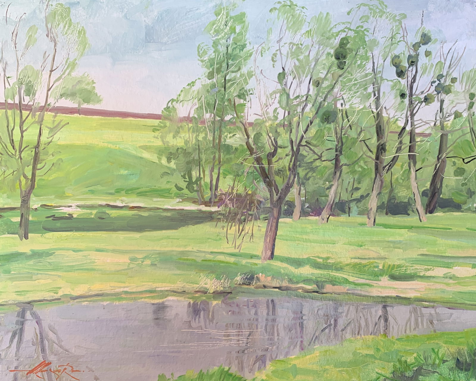 Oil painting May Oleksandr Oleksandrovich Nazarenko: Title: Oil painting May Oleksandr Oleksandrovich Nazarenko Description: 99D Painter: Oleksandr Nazarenko Size: 40x50 cm/15,75x19,68 inches Components: Oil, cardboard Original painting from our collect