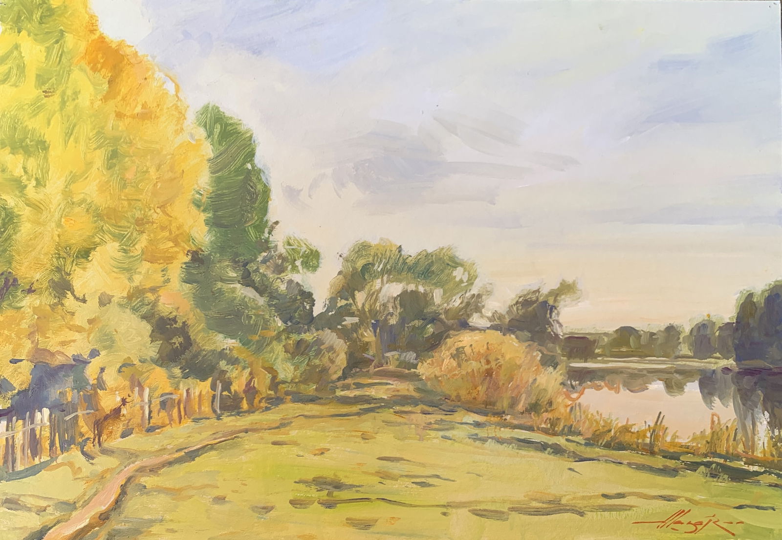 Oil painting August Oleksandr Oleksandrovich Nazarenko: Title: Oil painting August Oleksandr Oleksandrovich Nazarenko Description: 102D Painter: Oleksandr Nazarenko Size: 35x50 cm/13,78x19,68 inches Components: Oil, cardboard Original painting from our