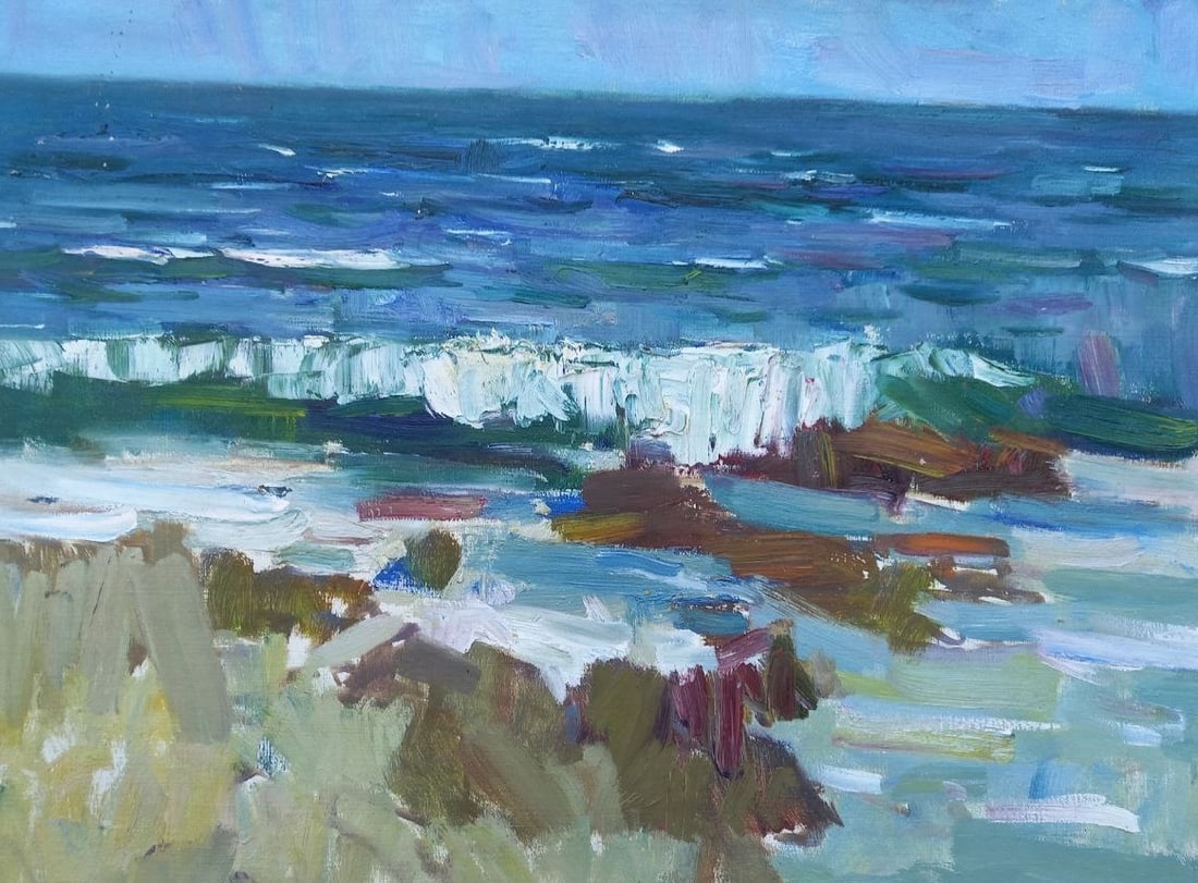 Oil painting Coast Alex Ditriev: Title: Oil painting Coast Alex Ditriev Description: 93AD Painter: Alex Ditriev Size: 63.5x47.5cm/25x18.7 inches Components: oil, canvas Original painting from our collection ERA: Short