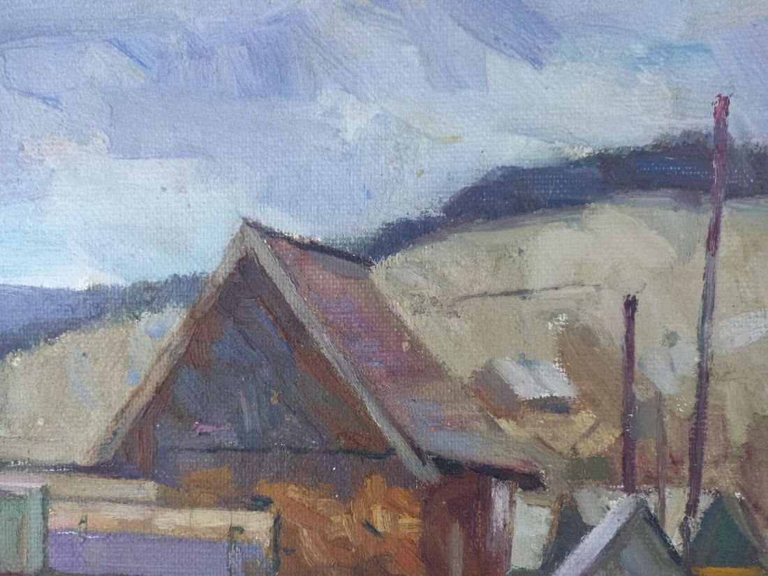 Oil painting Carpathian village Alex Ditriev - 2