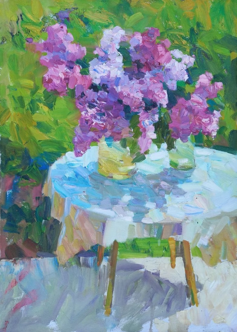Oil painting Lilac Alex Ditriev: Title: Oil painting Lilac Alex Ditriev Description: 115AD Painter: Alex Ditriev Size: 75x55 cm/29.5x21.7 inches Components: oil, canvas Original painting from our collection ERA: Short information: Al