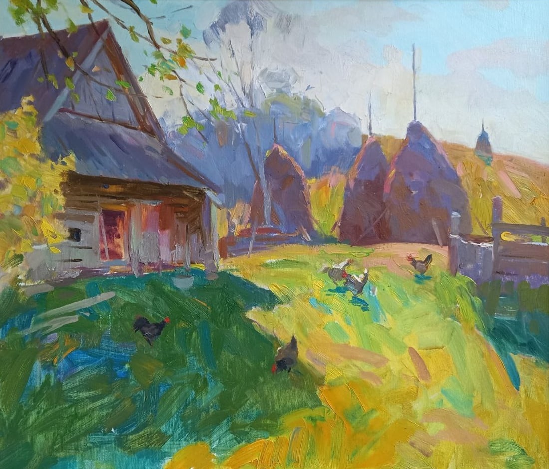 Oil painting October sun in the Carpathians Alex Ditriev: Title: Oil painting October sun in the Carpathians Alex Ditriev Description: 131AD Painter: Alex Ditriev Size: 60x70 cm/23.6x27.6 inches Components: oil, canvas Original painting from our collection E
