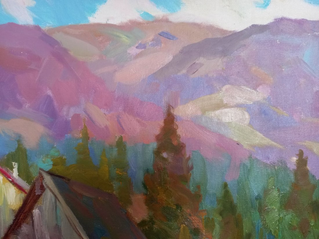 Oil painting River village Alex Ditriev - 2