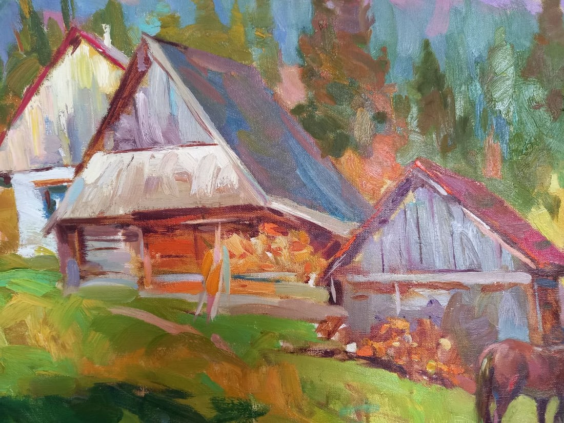 Oil painting River village Alex Ditriev - 3