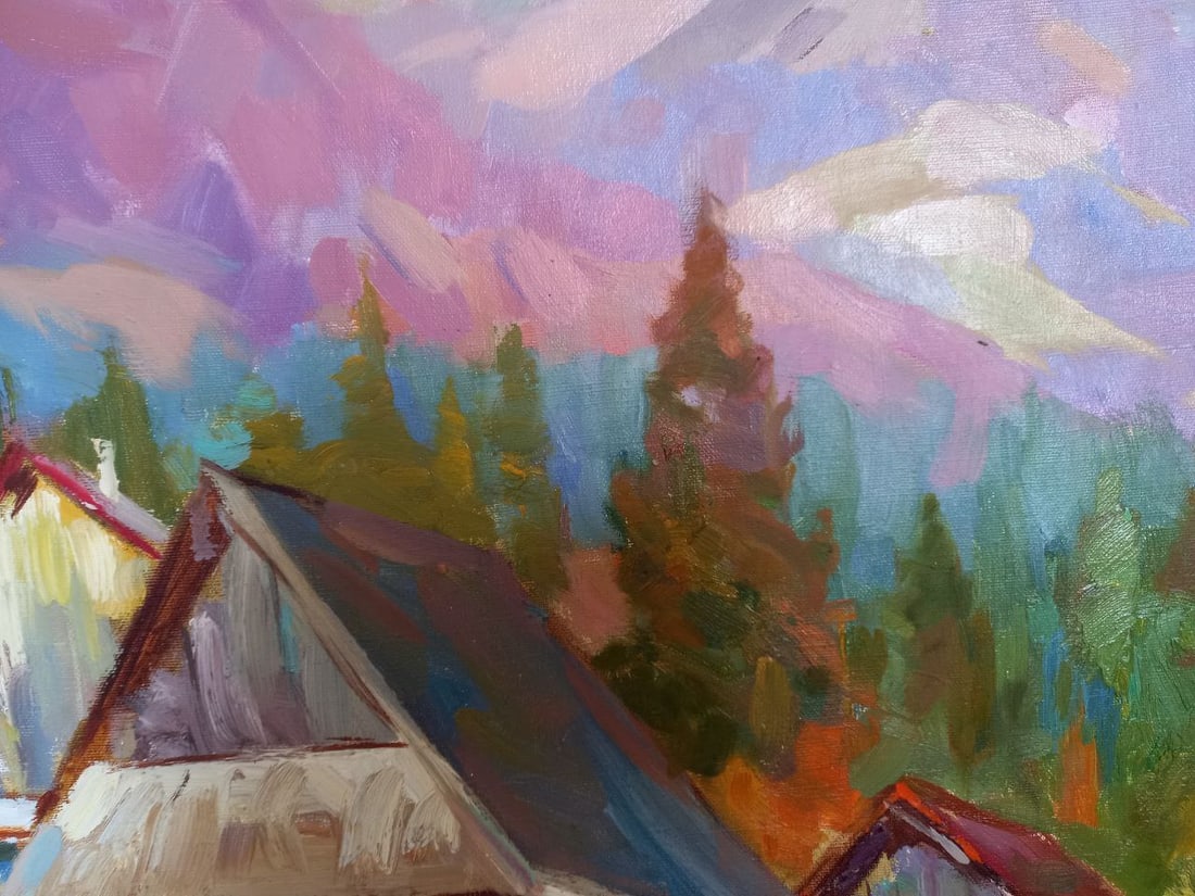 Oil painting River village Alex Ditriev - 4