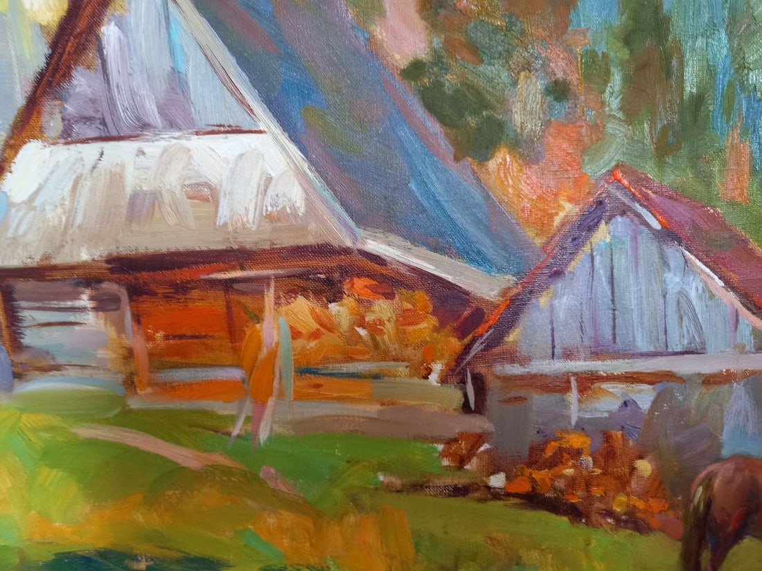 Oil painting River village Alex Ditriev - 5