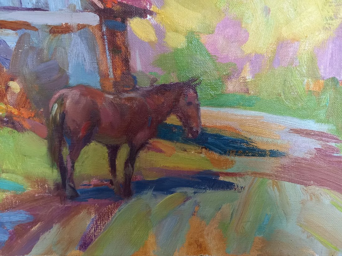 Oil painting River village Alex Ditriev - 6