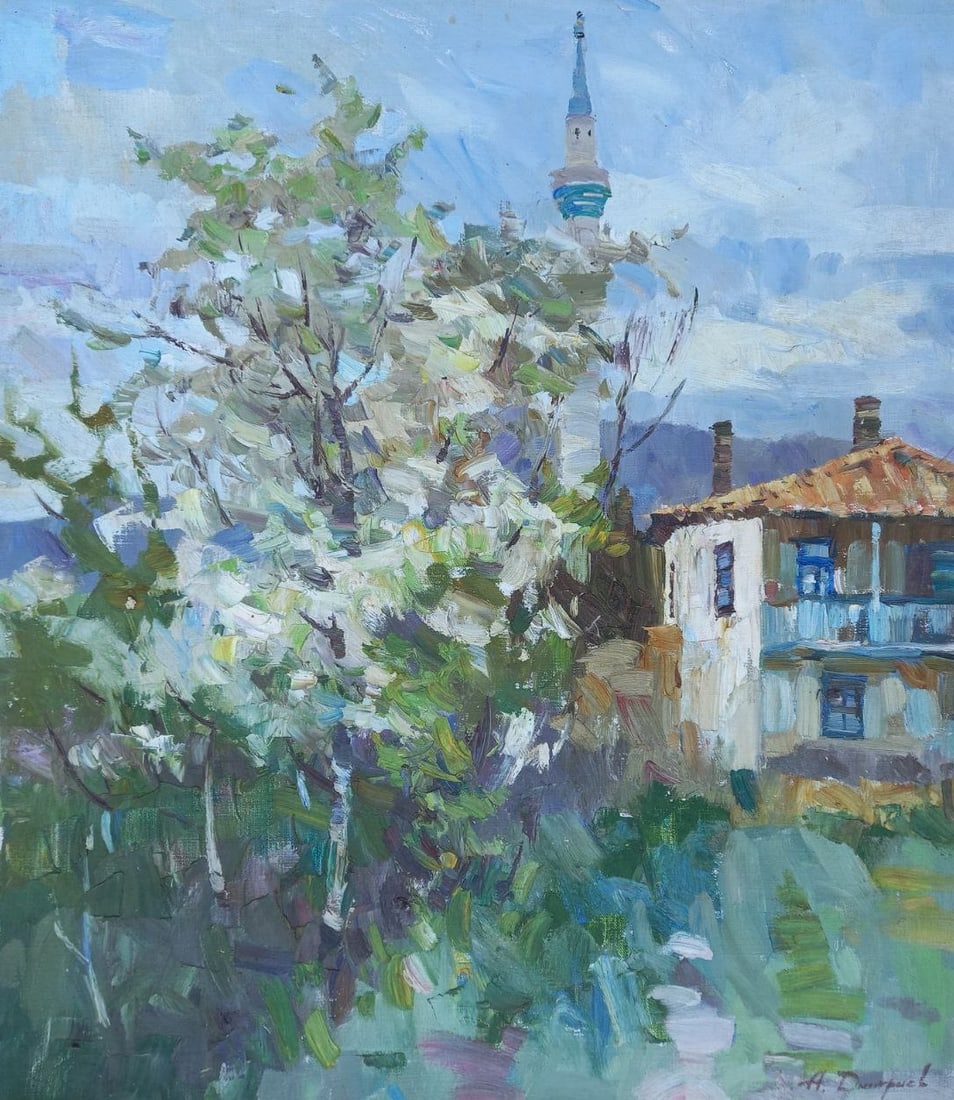 Oil painting Blooming apple trees Alex Ditriev: Title: Oil painting Blooming apple trees Alex Ditriev Description: 154AD Painter: Alex Ditriev Size: 70x80 cm/ 27.6x31.5 inches Components: oil, canvas Original painting from our collection ERA: Short