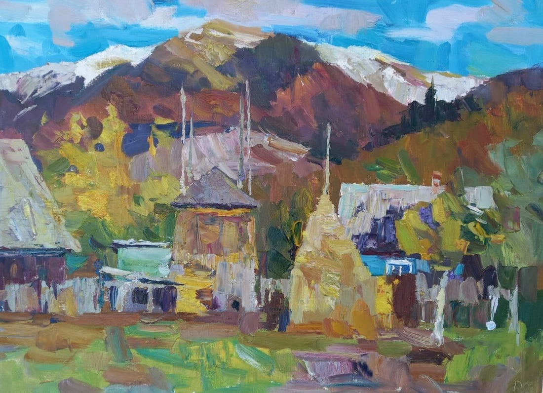 Oil painting Carpathian motif Alex Ditriev: Title: Oil painting Carpathian motif Alex Ditriev Description: 162AD Painter: Alex Ditriev Size: 74x54 cm/ 29.1x21.3 inches Components: oil, canvas Original painting from our collection ERA: Short inf