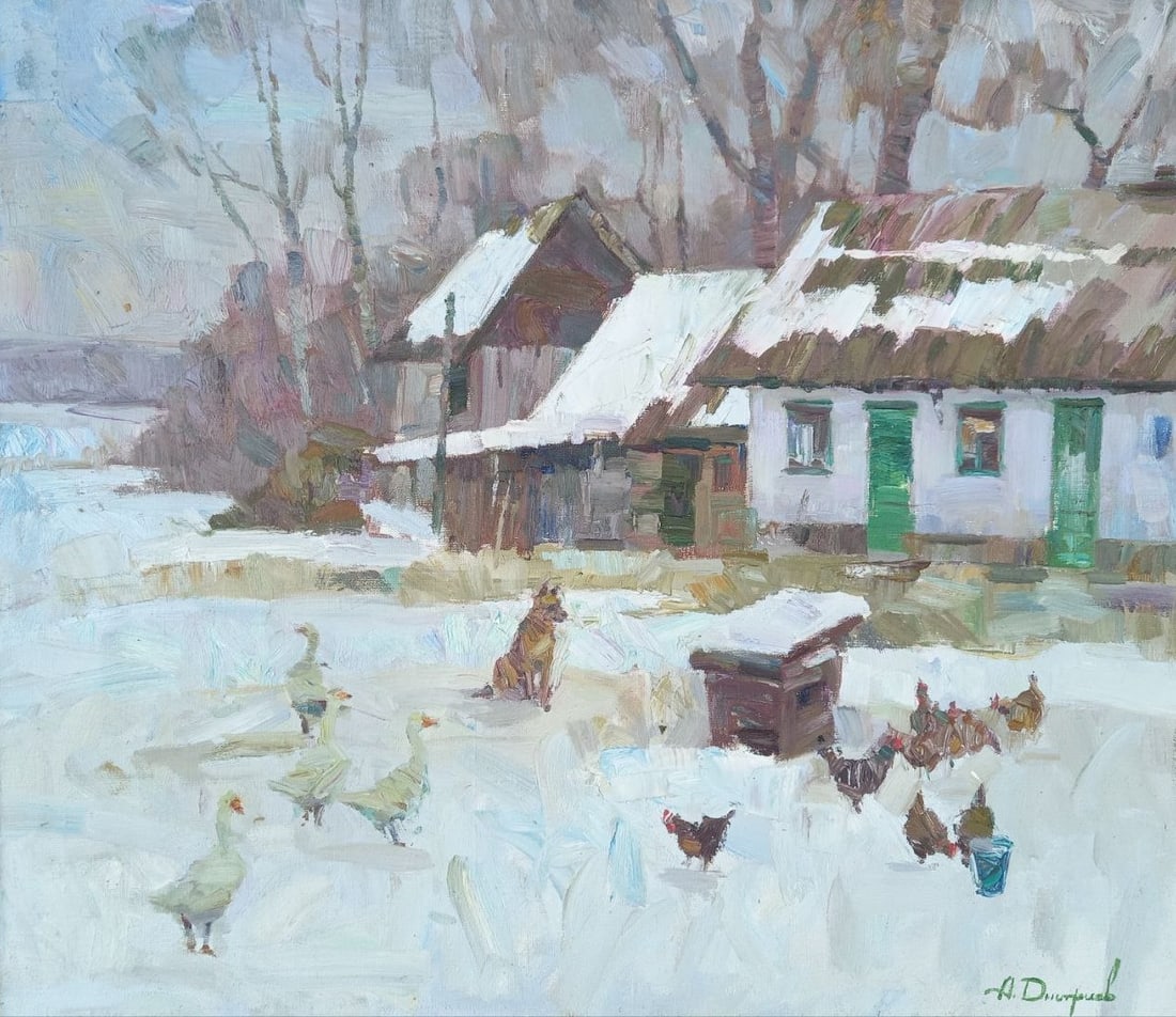 Oil painting Rural company Alex Ditriev