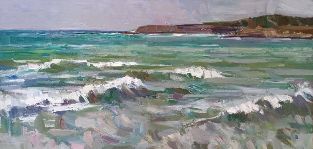 Oil painting Sound of the surf Alex Ditriev: Title: Oil painting Sound of the surf Alex Ditriev Description: 213AD Painter: Alex Ditriev Size: 100x50 cm/ 39.4x19.7 inches Components: oil, canvas Original painting from our collection ERA: Short i