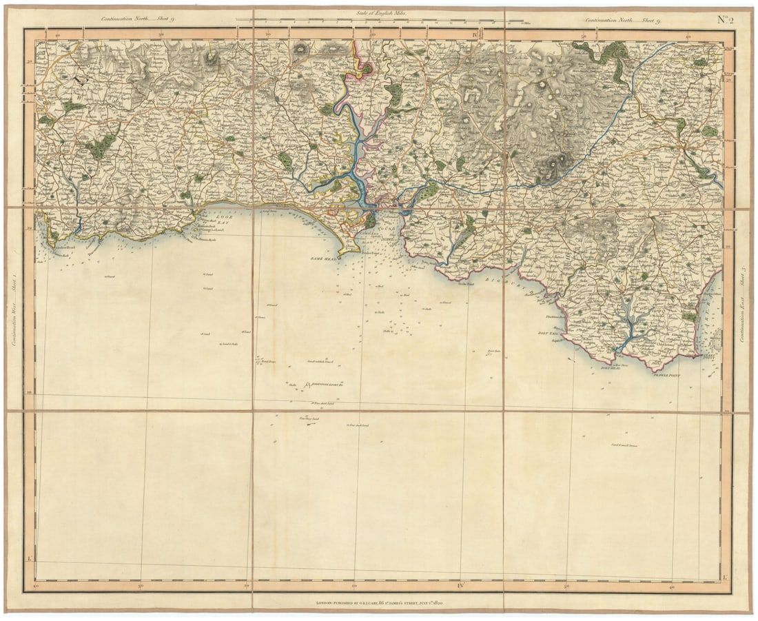 SOUTH DEVON & CORNWALL COAST. Dartmoor South Hams Tamar Fowey. CARY 1832 map (1 of 1)