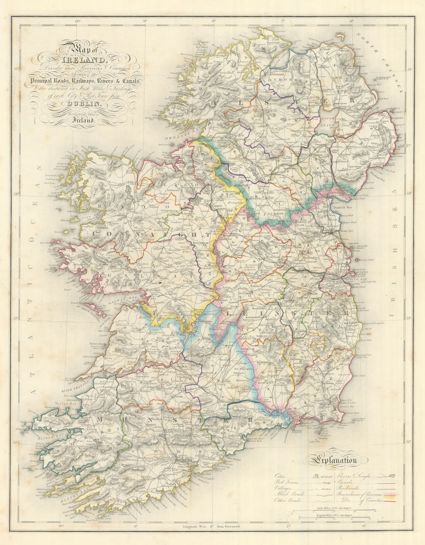 Map of Ireland, divided into provinces & counties…. LEWIS/CREIGHTON/DOWER 1850 (1 of 1)