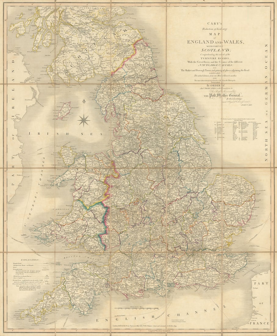 Cary's reduction of his large map of England & Wales'. Turnpikes canals &c 1834 (1 of 1)