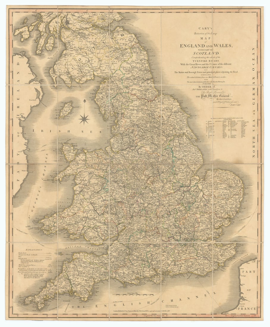 Cary's reduction of his large map of England & Wales'. Turnpikes canals &c 1816 (1 of 1)