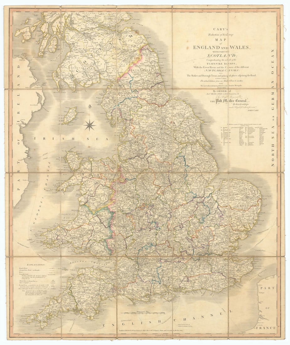 Cary's reduction of his large map of England & Wales'. Turnpikes canals &c 1821 (1 of 1)