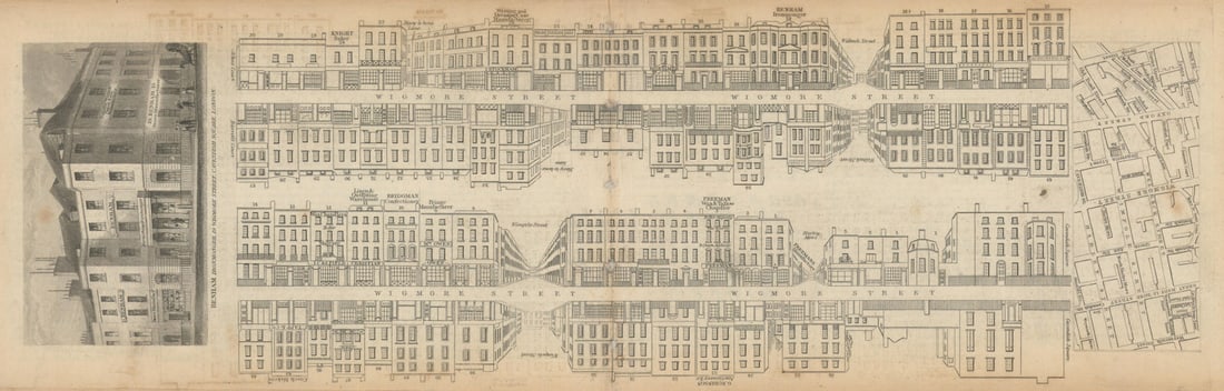 Tallis London Street View #50 Wigmore Street 1839 old antique map plan chart: [Part 50] Wigmore Street [Cross streets: Marylebone Lane, Welbeck Street, Wimpole Street, Harley Mews (Wigmore Place), Cavendish Square, John's Court (Jason Court), Barrett's Court (St. Christopher's