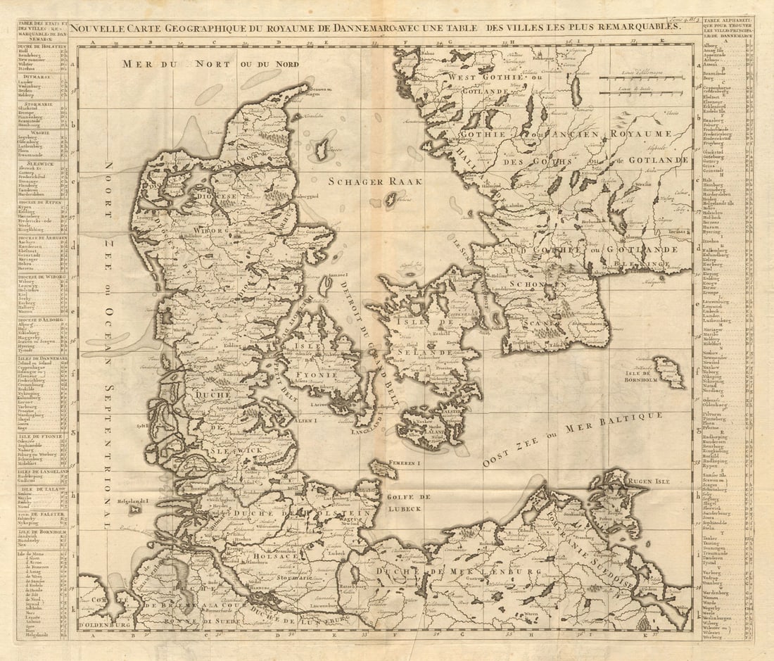 Nouvelle Carte Geographique du Royaume de Dannemarck'. CHATELAINE 1719 map (1 of 1)