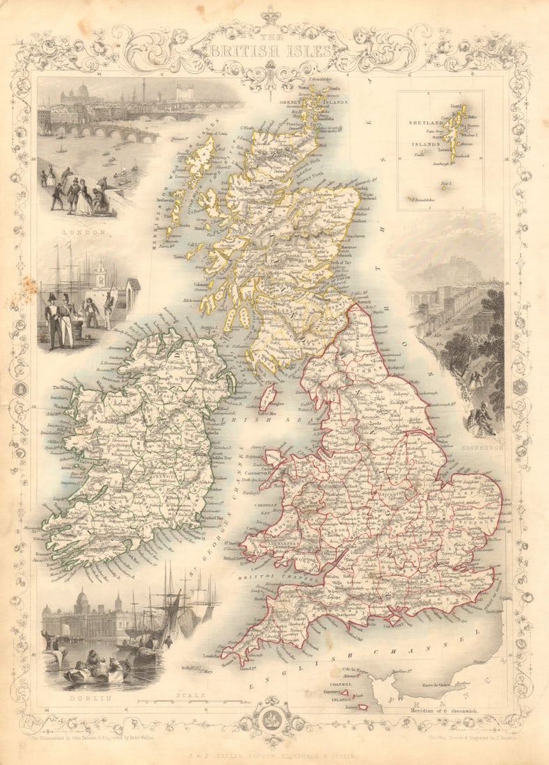 BRITISH ISLES. Counties. England Wales Scotland Ireland. RAPKIN/TALLIS 1851 map (1 of 1)